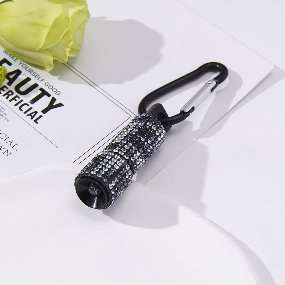 Wholesale Rhinestone Mini LED Flashlight Carabiner Flashlight Keychain